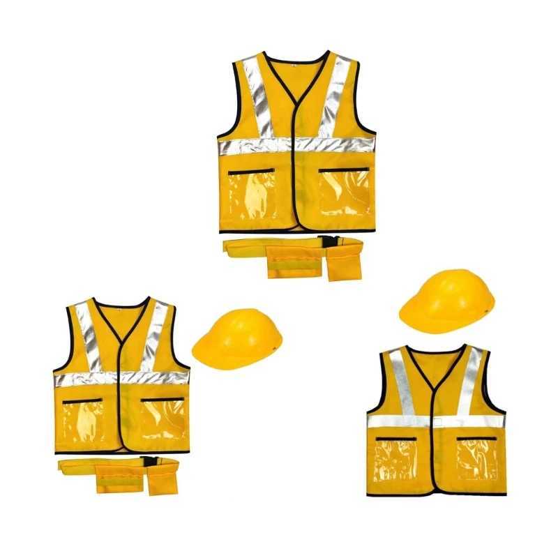 Construction Worker Costume for Kids Belt Construction Hat and Costume Vest Kid Builder Career Outfit for Children Gift W250117