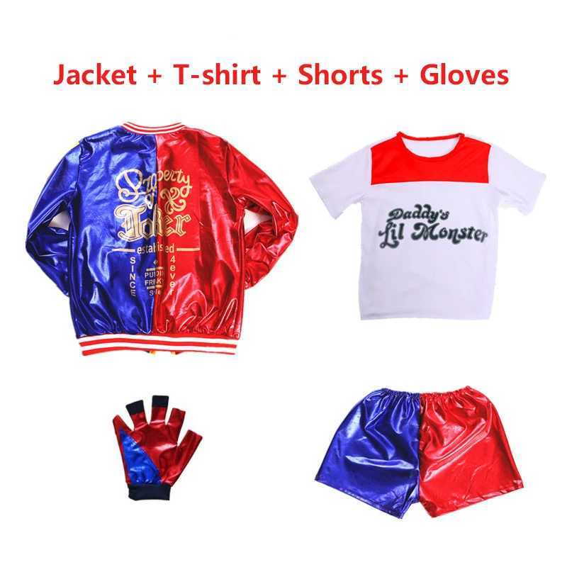 Harleen Quinzel Kids Girls Cosplay Costumes Fantasia Arlequina Halloween Party Dress Jacket Baseball Bat Clothes Set W250117