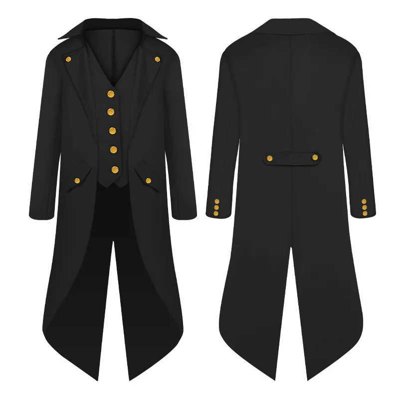 Kids Medieval Victorian Costume Tuxedo Gentlema Tailcoat Gothic Steampunk Trench Coat Frock Outfit Overcoat Uniform For Boy W250117