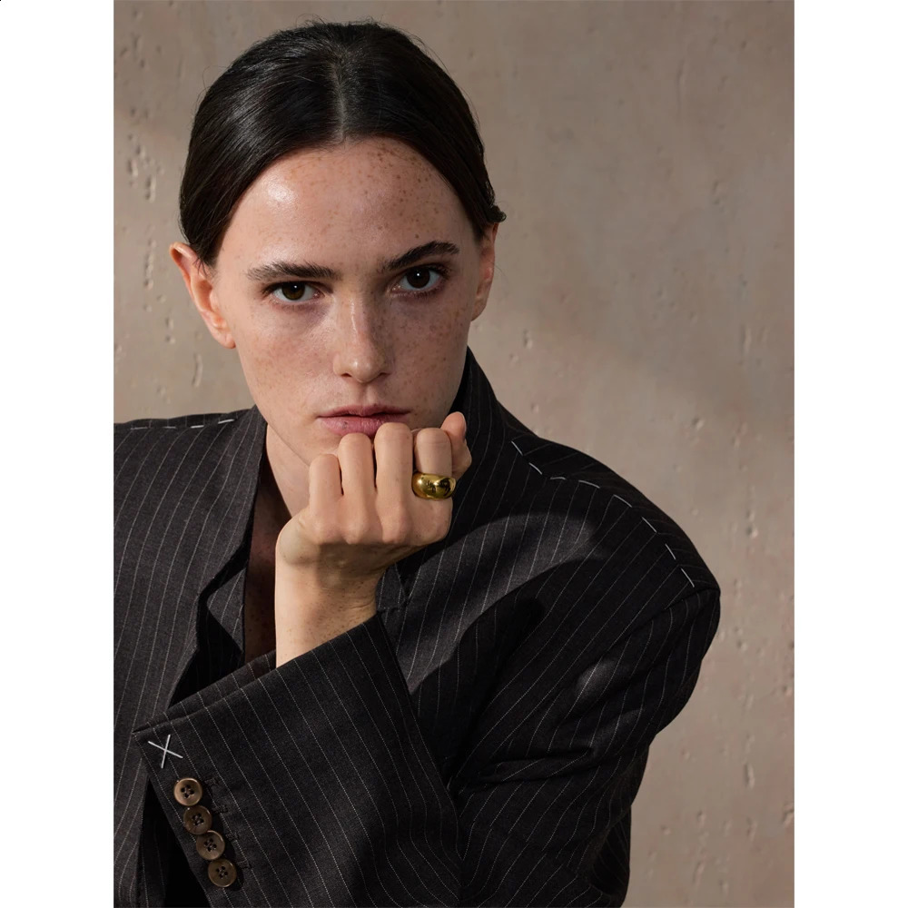 Yhpup 6789# High Quality Textured Minimalist Stainless Steel Glossy Smooth Metal Chunky Ring 18K PVD Plated Classic Jewelry Gift 250109