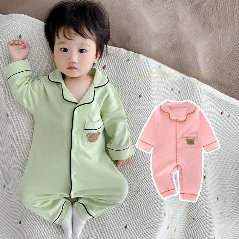 Baby Spring Autumn Home Clothes Kids Boys Girls Infant Bodysuit Pajamas Soft Breathable Cotton Children Sleepwear Jumpsuits 250117
