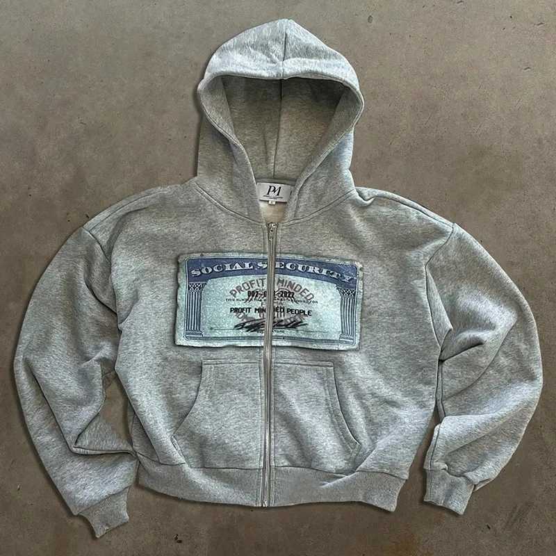 Y2K retro autumn hoodies for men and women printed personalized patterns street style street hooded cardigan long sleeves W250117