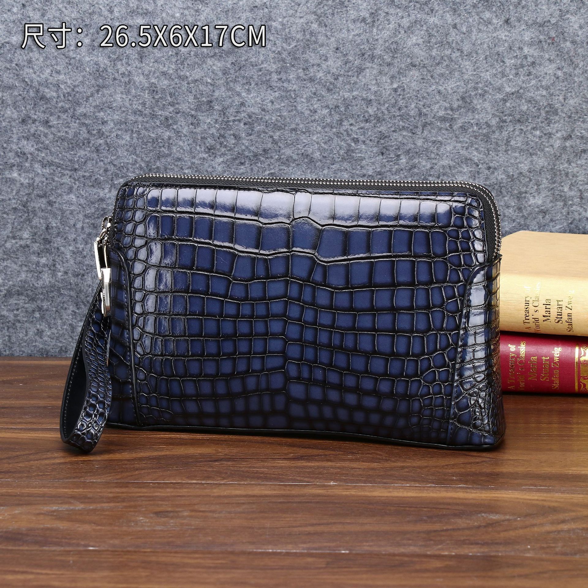 Crocodile Belly Pattern Brushed Color Men's Multi functional Password Lock Handbag Large Capacity Business Clip Bag Trendy