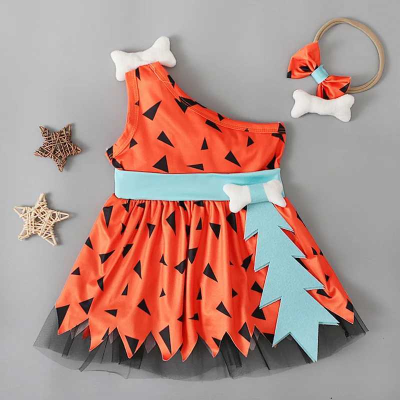 Childrens Bam costume cave person cave girl Stone Age costume girl boy Halloween role-playing girl pebble inspired costume set W250117
