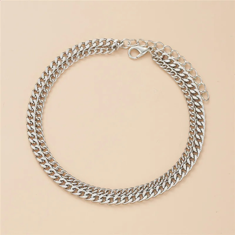 YO Gold Color DoubleLayer Anklets For Women Girl Trend Leg Chain Waterproof Jewelry Gift Party 250114