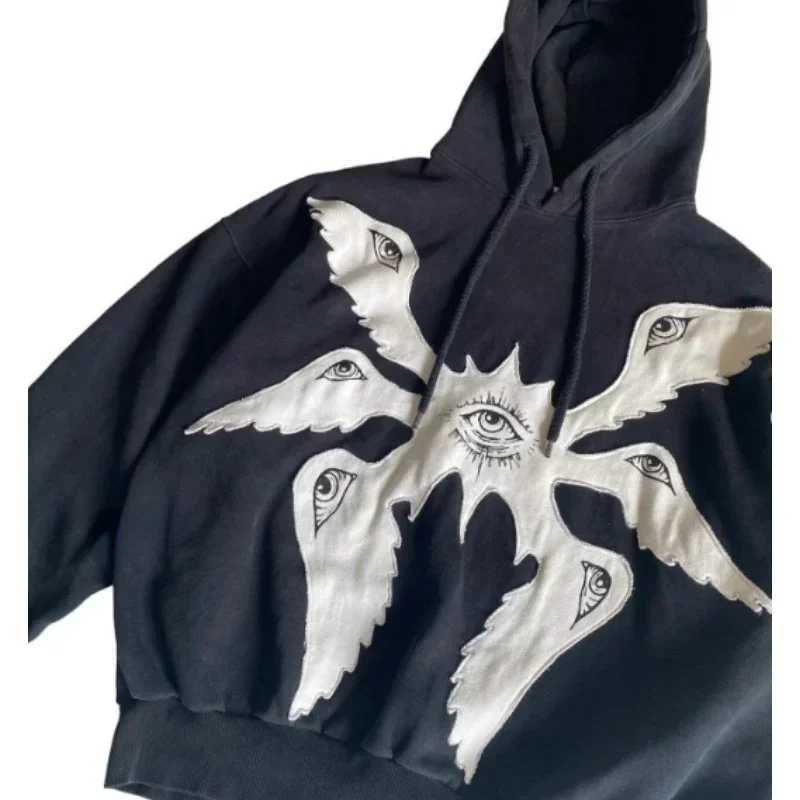 American Y2K vintage hoodies gothic pattern zip up hoodie winter womens hip hop long sleeve coats loose hooded sweatshirt W250117
