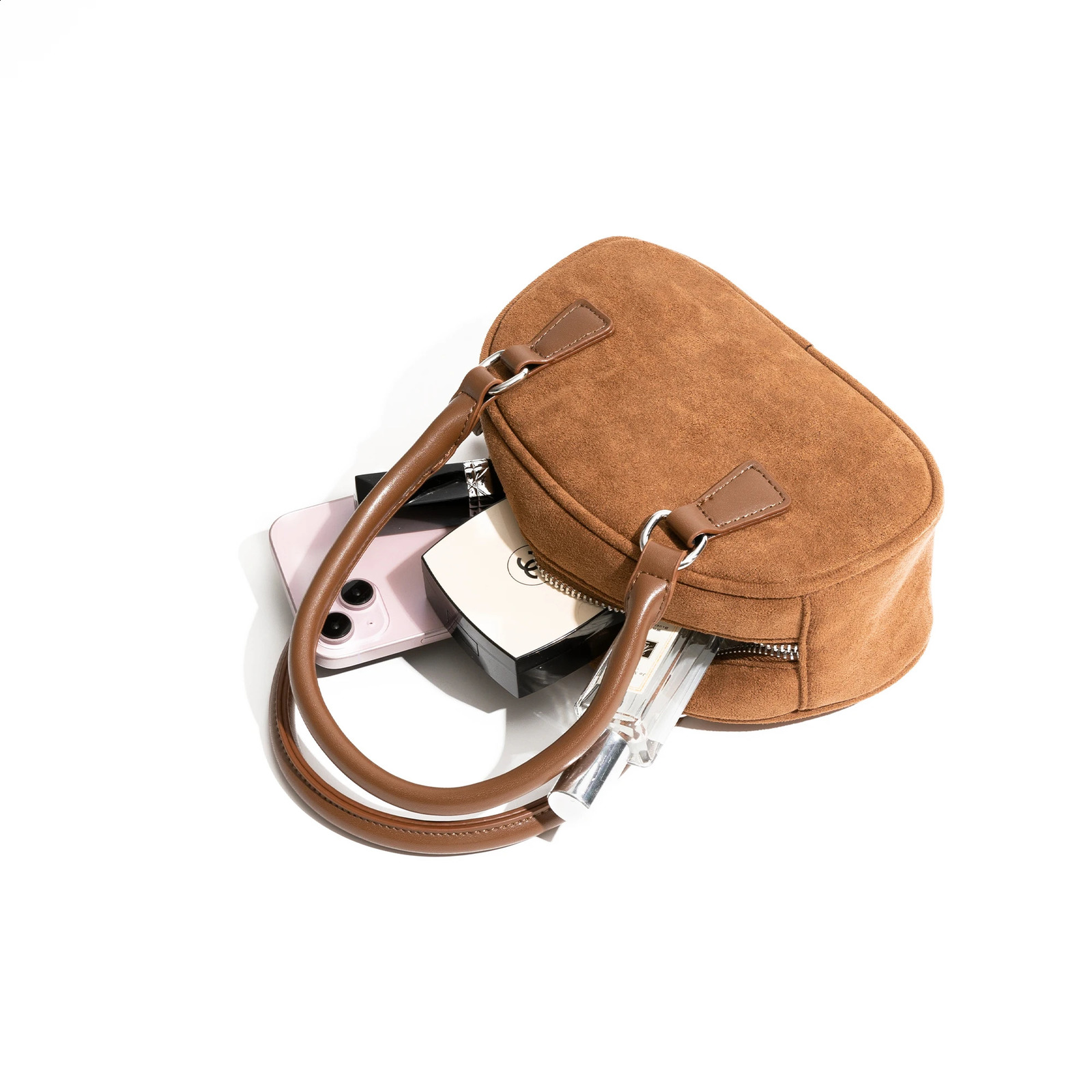 MABULA Vintage Small Bowling Hobo Bag Faux Suede Fabric Autumn Winter Shoulder Phone Purse Long Strap Lady Boston Pouch 250122