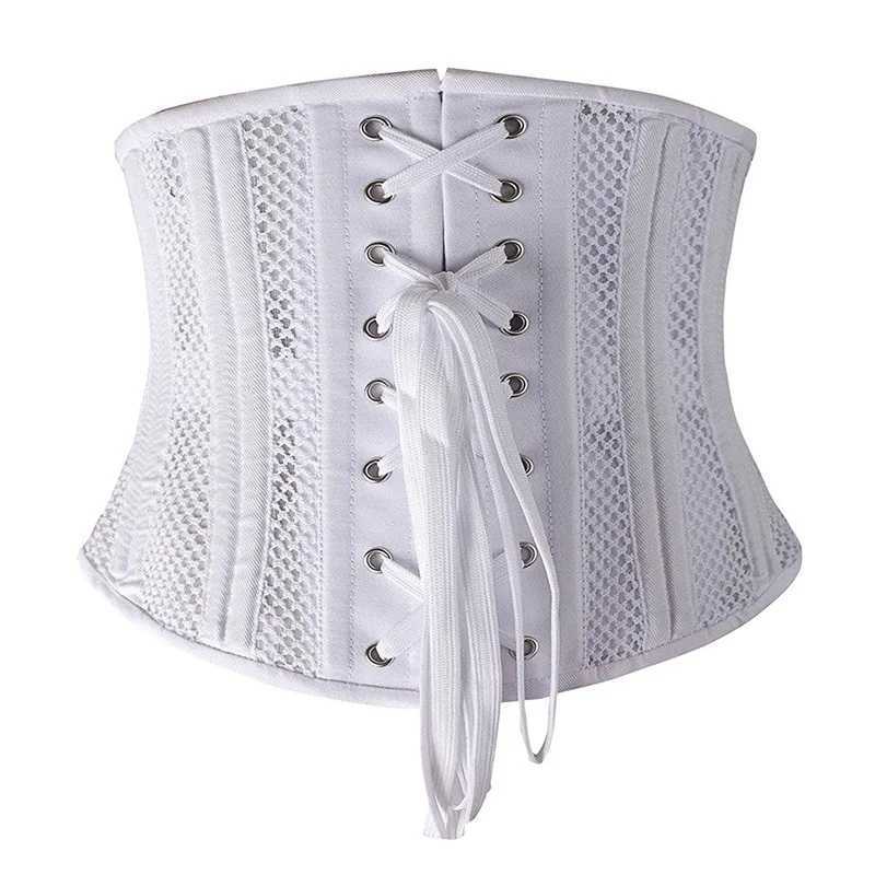 Women Sexy Underbust Corset Gothic Steampunk Bustiers Bride Waist Trainer Body Shaper Steel Boned Breathable Mesh Slimming Belt W250120