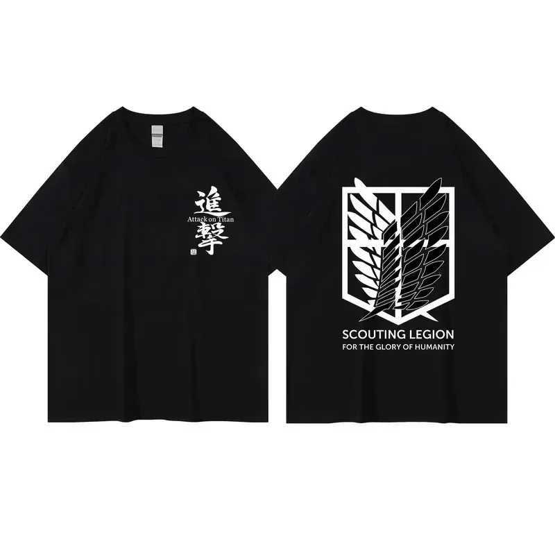 Japanese Anime Attack on Titan T-shirt Mens and Womens Summer Fashion Harajuku Top Free Delivery Print Plus Size Y2k Clothes W250117