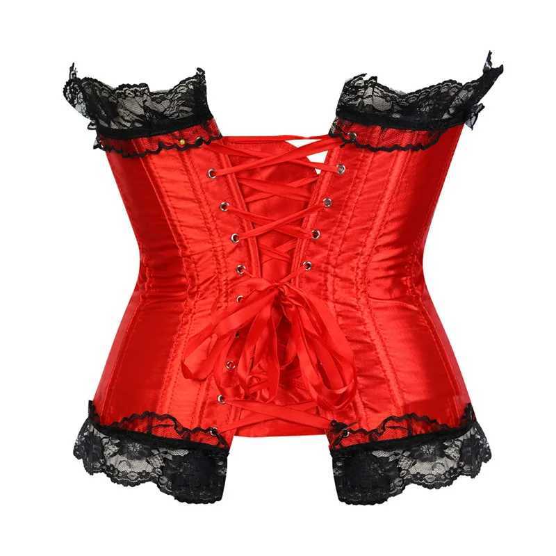 Sapubonva pink tight corset top lace decoration satin top clothing womens styling Victoria Flower Princess Red W250120