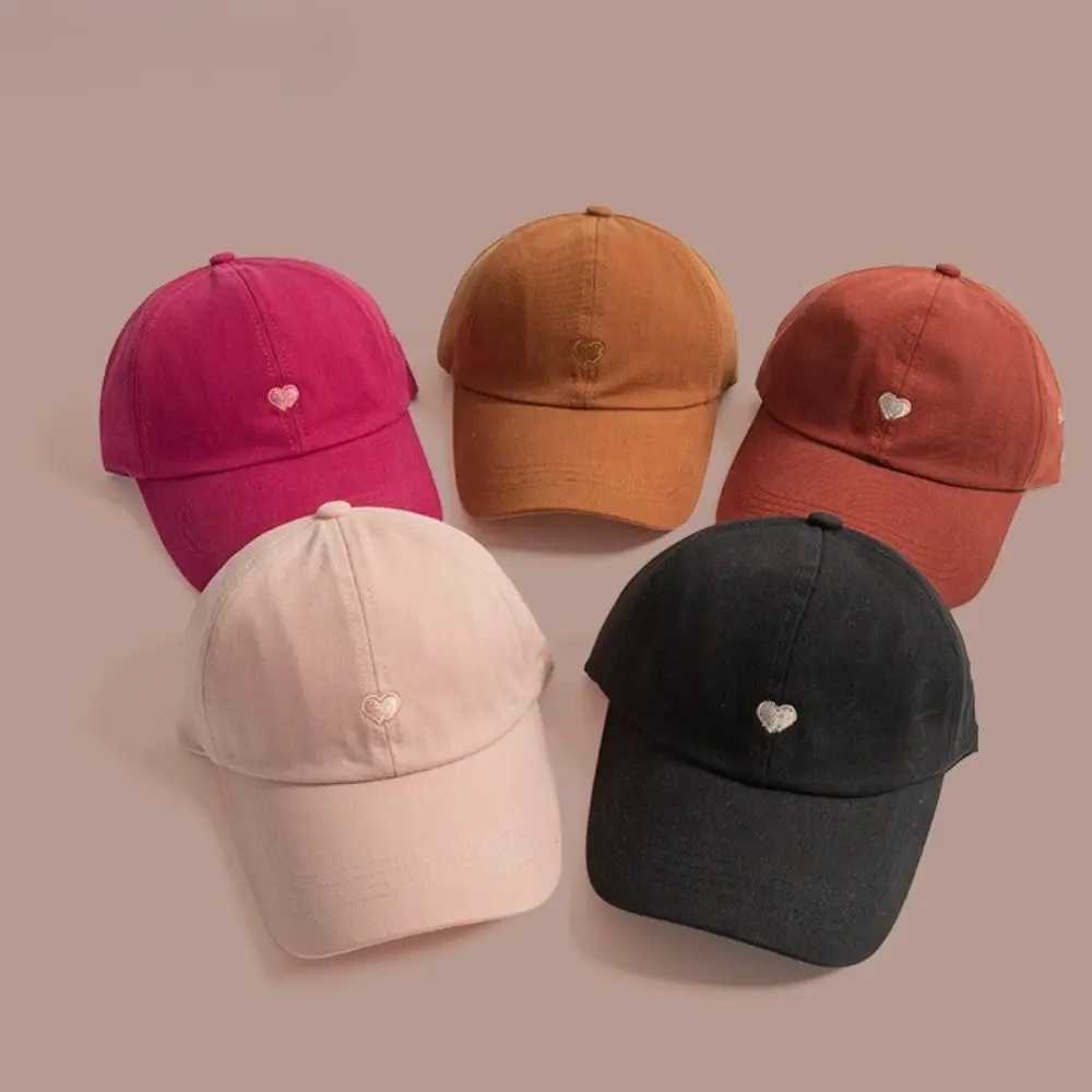 Sweet Solid Baseball Cap Heart Designs Leisure Ponytail Hat Sun Shading Half Empty Top Hat For Girls Boys Sunscreen Visor Hat M250121