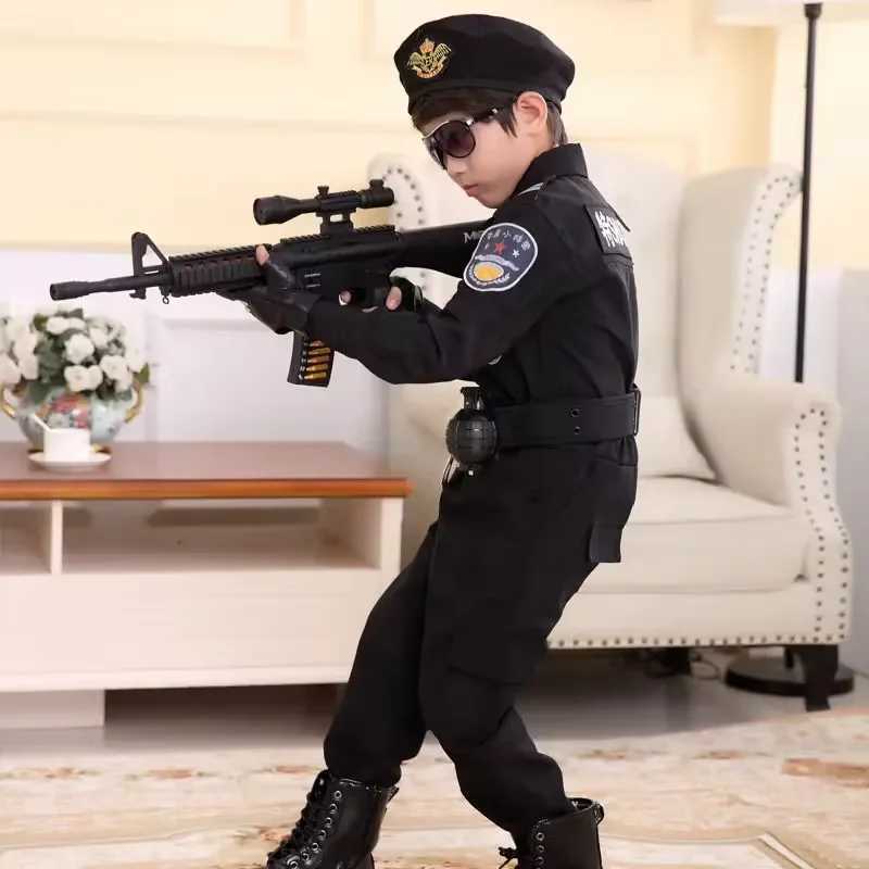2024 New Children Boys Girls Funny Policeman Costumes Kids Police Uniform Cosplay Clothing Suit Halloween Party Carnival Gift W250117