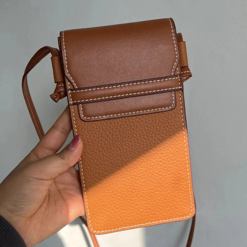 Customized Initials for free genuine leather casual small cell phone bags women mini leather crossbody mobile phone bags250114