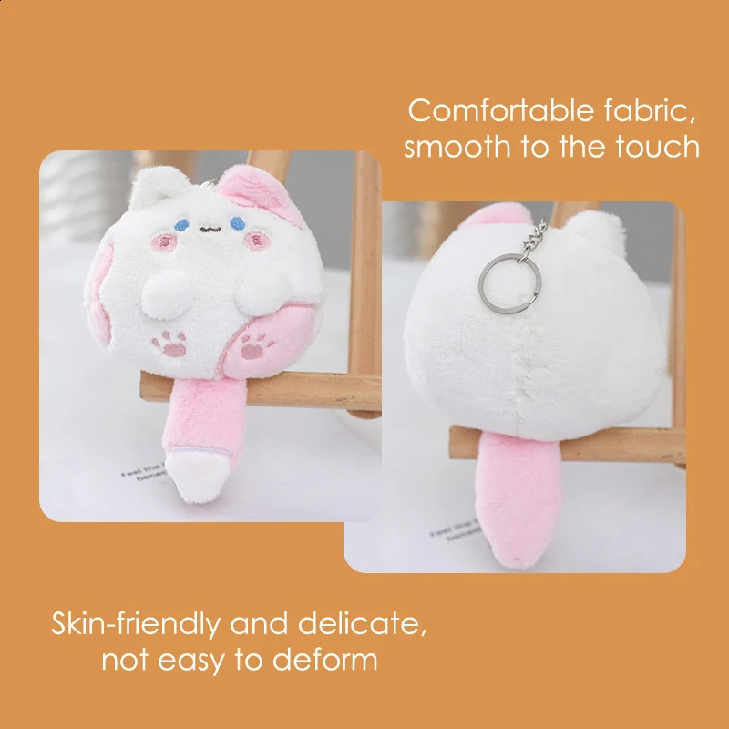 Kawaii Long Tail Cat Plush Doll Pendant Cute Soft Stuffed Keychain High Quality Lovely Gift Bag Decoration Car Key Accessories250114