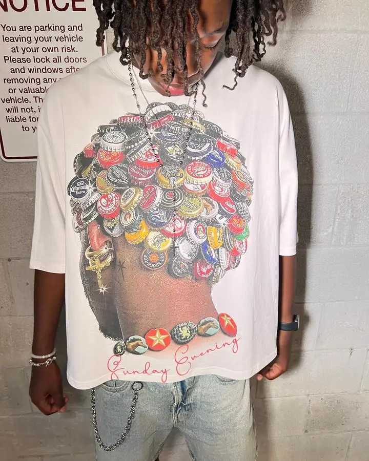 Streetwear TShirt Y2K Clothes American Retro Hip Hop Graphic Print Oversized TShirt Men Women Round Neck Cotton Short Sleeve Top W250117