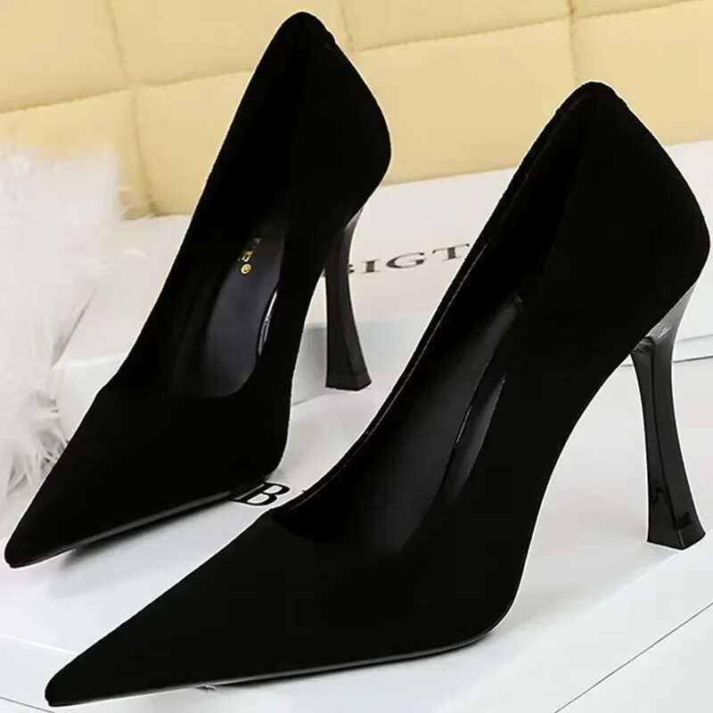 Women Elegant 7cm 10cm Thin High Heels Pointed Toe Party Bla Pumps Lady Western Style Simplicity Formal Shallow Shoes
