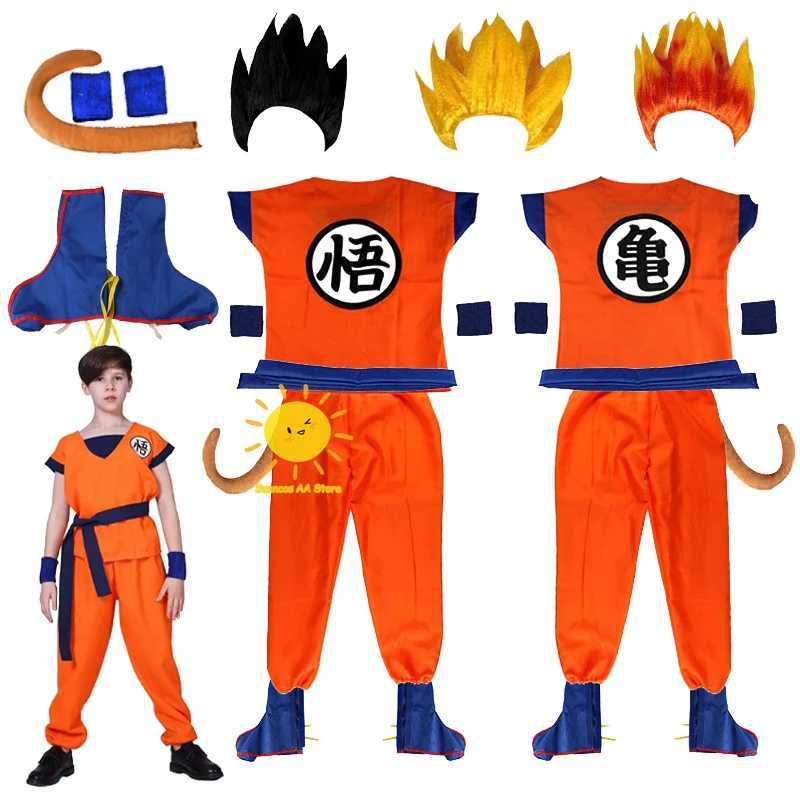 Halloween Kids Adult Goku Costume Anime Son Goku Cosplay Costume Uniform Wig Gift Halloween Carnival Party Clothes for Man Woman W250117