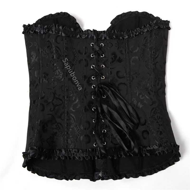 Sapubonva Green Corset Top Bustier Top Sexy Women Brocade Zipper Vintage Style Corset Overbust Ladies Renaissance DropShipping W250120