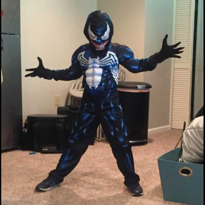 Kids Black Spider Costume Superhero Costume Onesie 3D Spandex Unisex Jumpsuit Bodysuit for Kids Halloween Cosplay W250117