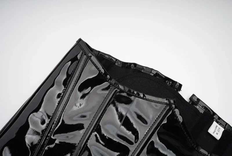 PVC Corset Top for Women Gothic Underbust Bustier Black Red PU Leather Waist Cincher Corselet Steampunk Corset Lace up Zipper W250120