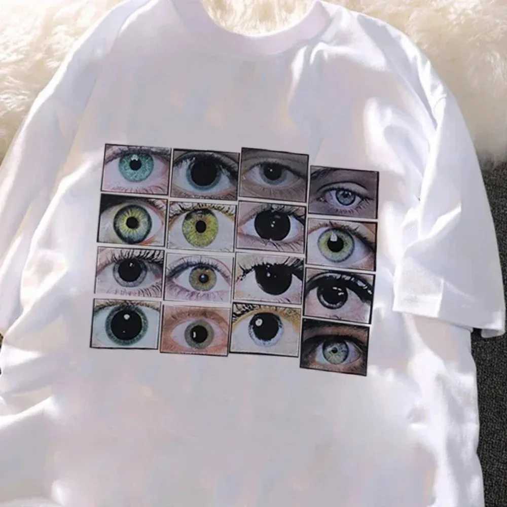 Summer Oversized Men Hip Hop Streetwear T Shirt Eyes Printed Harajuku Y2K T-shirt Cotton Casual Shirt Short Sleeve Tops Tees W250117