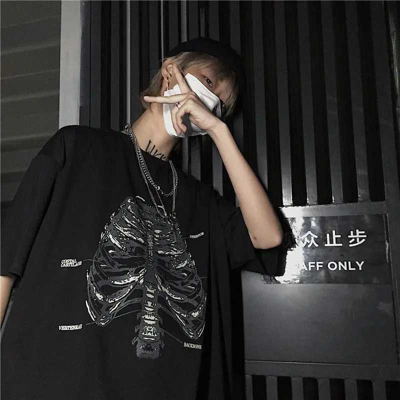 Mens T-shirt 2023 Summer Mens Super Large T-shirt Anime Dark Retro T-shirt Short Sleeve T-shirt Gothic Y2K Mens Manga Top W250117