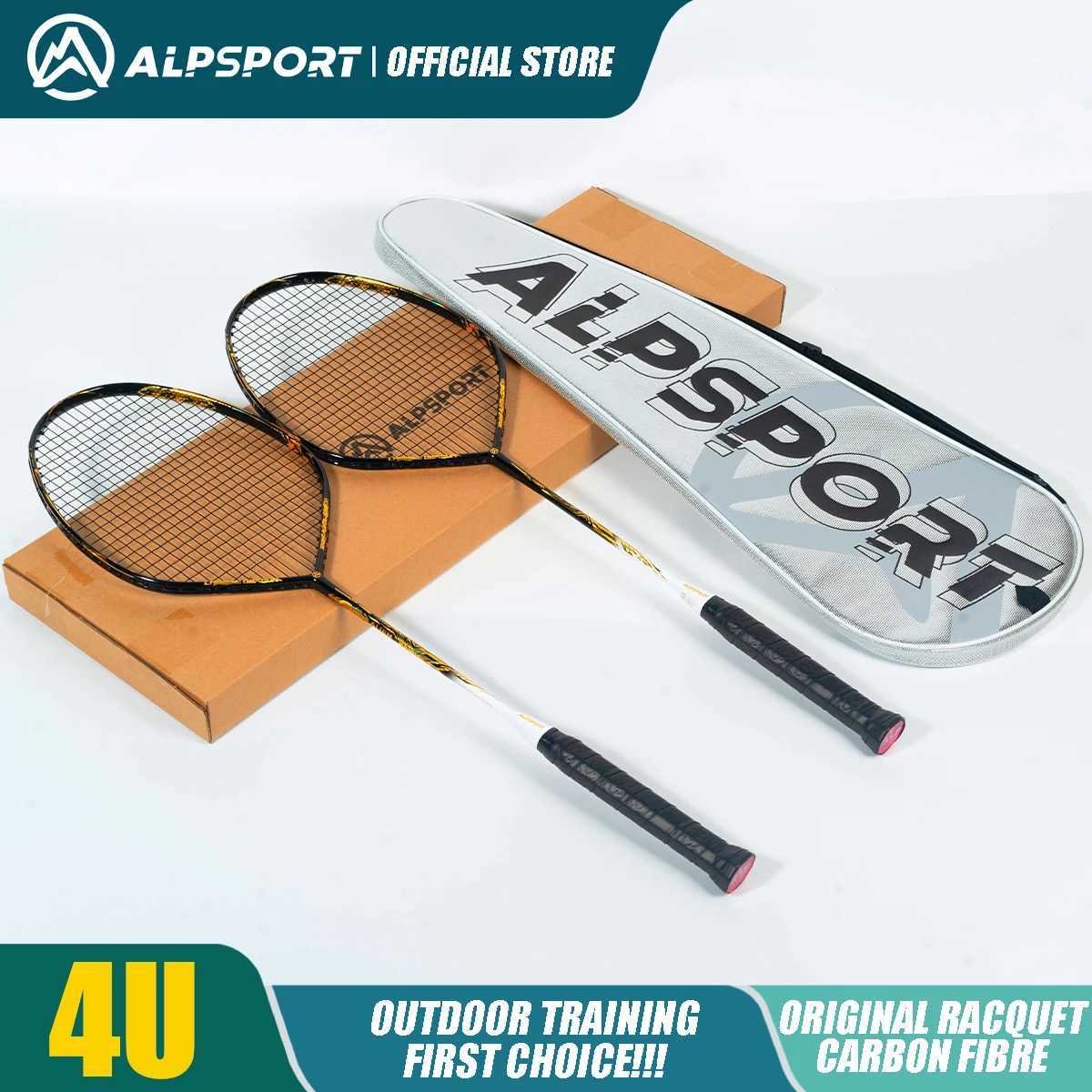 ALP V8 4U V Shape Full Caon Fiber Max 30LBS Strung Offensive Type Racquet Professional Training Badminton Racket With Bag W250121