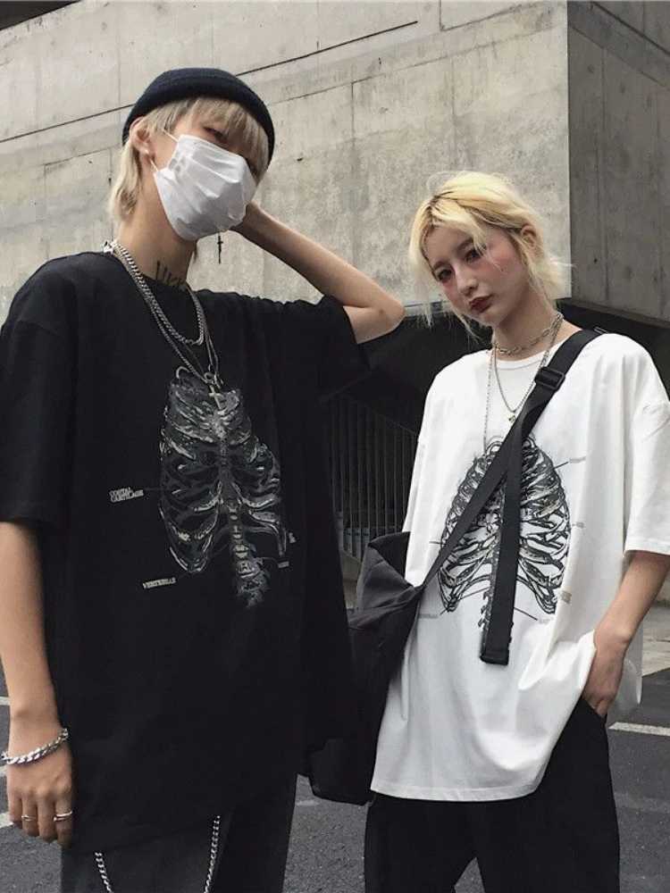 Mens T-shirt 2023 Summer Mens Super Large T-shirt Anime Dark Retro T-shirt Short Sleeve T-shirt Gothic Y2K Mens Manga Top W250117
