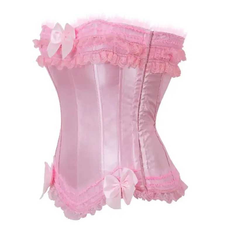 Pink Corsets and Bustiers Women Vintage Lace Ruffled Bow Pinkness Bustier Top Gothic Basques Burlesque Corselet y2k Aesthetic W250120