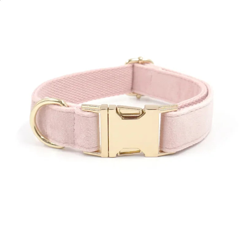 Personalized Dog Collar Custom Pet Collar Free Engraving ID Name Tag Pet Accessory Pink Velvet Fiber Puppy Collar Leash 250121