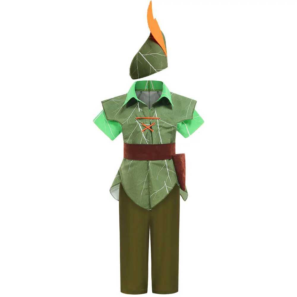 Child Peter Pan Costume With Hat Boys Halloween Fancy Party Dress Up Elf Outfits W250117