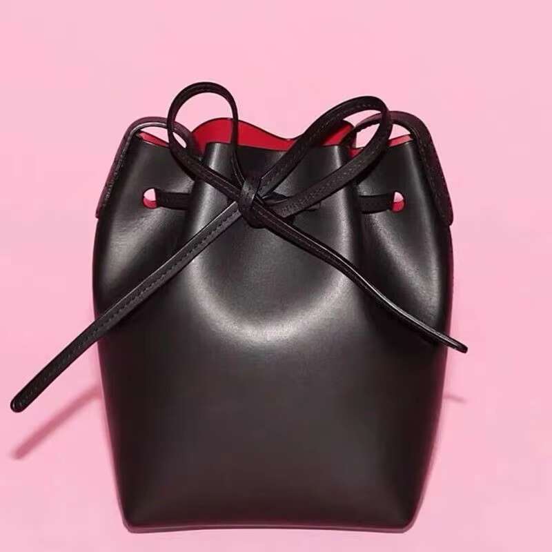 2023 Spring Autumn Classic Women PU One Shoulder Lady Real Leather Cross With String Bucket Bag