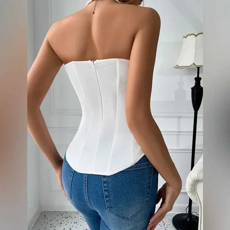 CHUANGERM Sexy Corset Top Solid Color Sleeveless S-neck Backless Bandage Women Push Up Hourglass Body Shaper Bustier Lingerie W250120