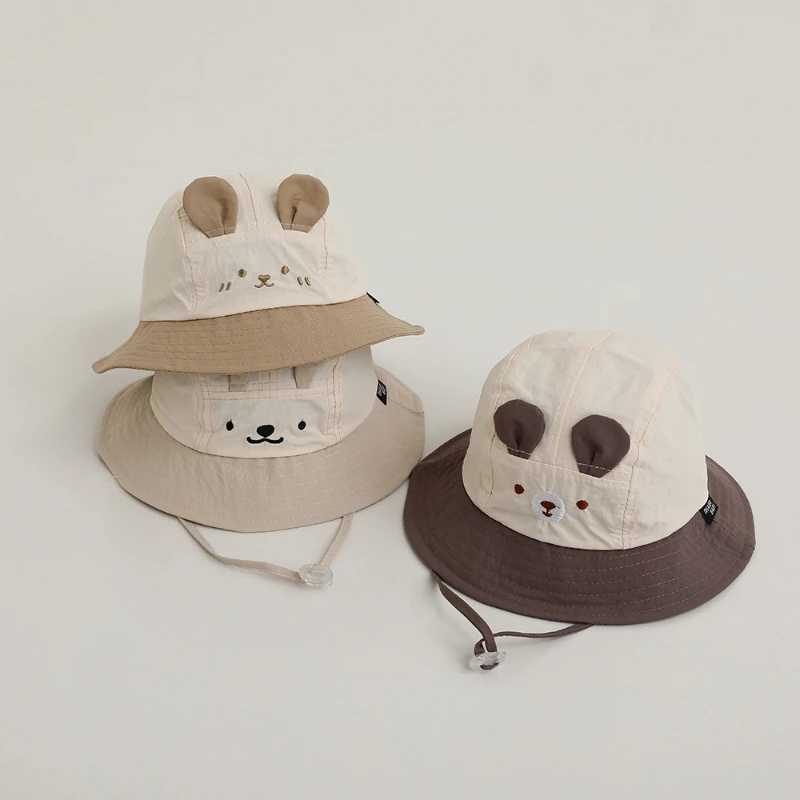 3 Color Spring Cute Bear Baby Fisherman Hat Outdoor Sunscreen Cap Quick Dry Cap for Boys and Girls 6-18M M250121