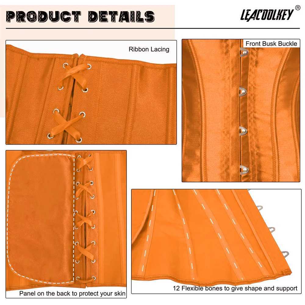 Corset Top Bustier For Women Overbust Satin Sexy Lace Up Vintage Style Plus Size Orange Simple And Adjustable Shapewear 1PC W250120