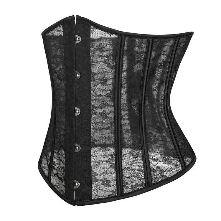The latest mesh style short breathable waist tight corset suitable for women in black and white high color breathable mesh white corset W250120