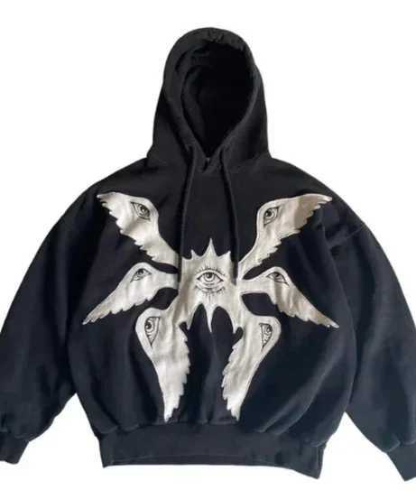 Y2K Retro Autumn Mystery Eye Embroidered Hoodie American Gothic Pattern Hoodie Winter Womens Hip Hop Hoodie W250117