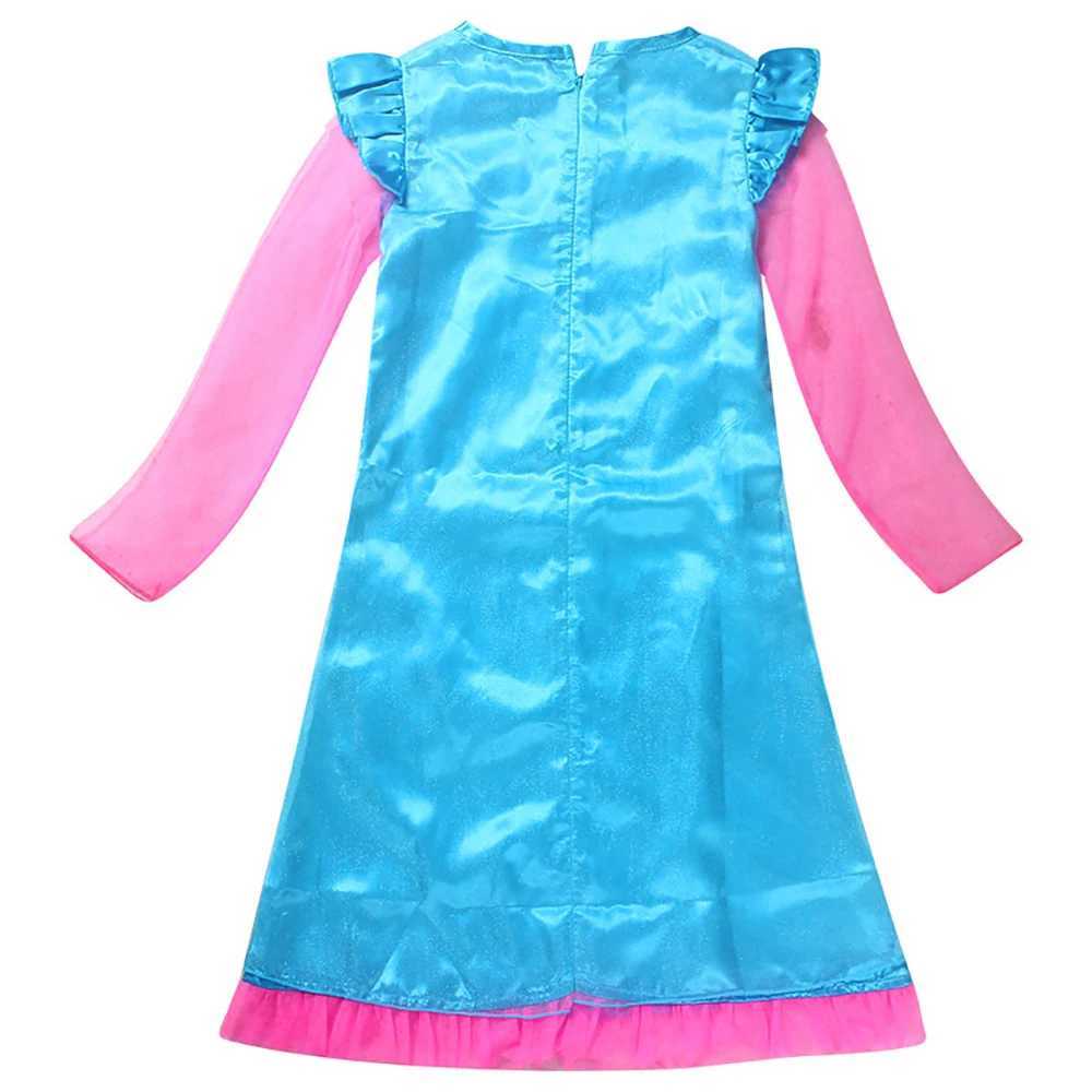 Girl Trolls Dress for Kid Poppy Halloween Costs for Kids Skirt Festival Masquerade Fancy Dress Girl Wig Disguise W250117