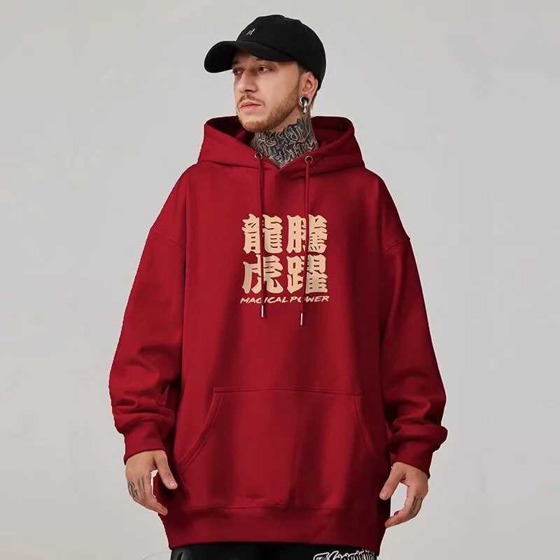 Chinese Dragon Graphic Printed Hoodies Men Streetwear Hip Hop Clothing Y2K Fleece Sweatshirts 2024 New Oversized Pullover Hoody W250117