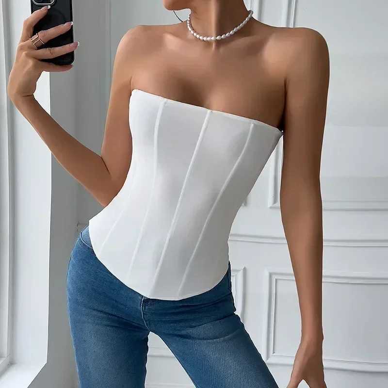 CHUANGERM Sexy Corset Top Solid Color Sleeveless S-neck Backless Bandage Women Push Up Hourglass Body Shaper Bustier Lingerie W250120