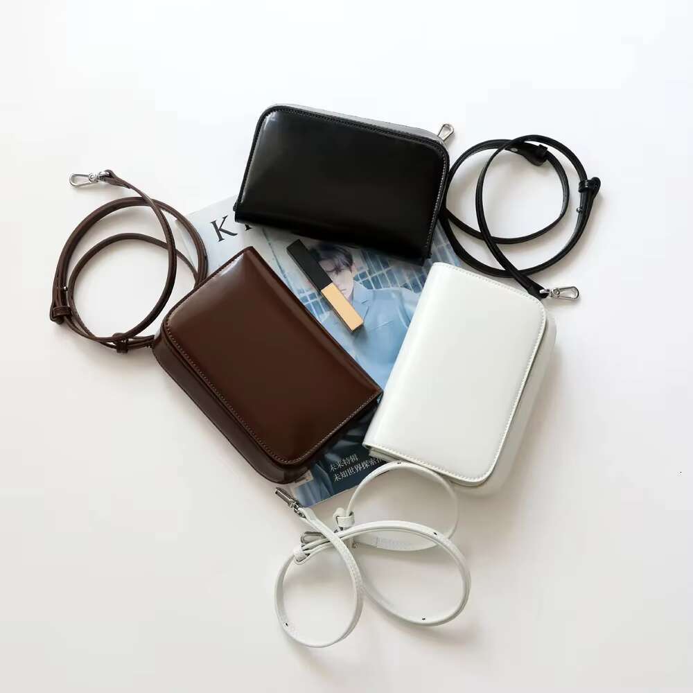 Fashion Brand Designer High End Box Shape Tofu Purse Small Flap Split Leather Glossy Women Crossbody Shoulder Bag