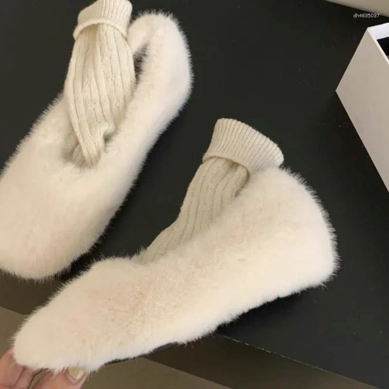 Casual Shoes Winter Women's Keep Warm Plus Veet Flats Fashion Fur Slip On For Women Light Walking atos De r