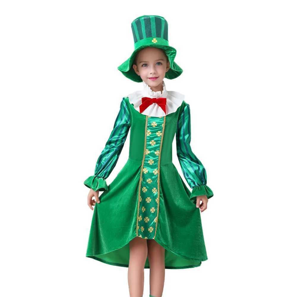 Kids Boys Girls Irish Gnome Leprechaun Green Fancy-dress Outfit St Patricks Day Party Costumes W250117