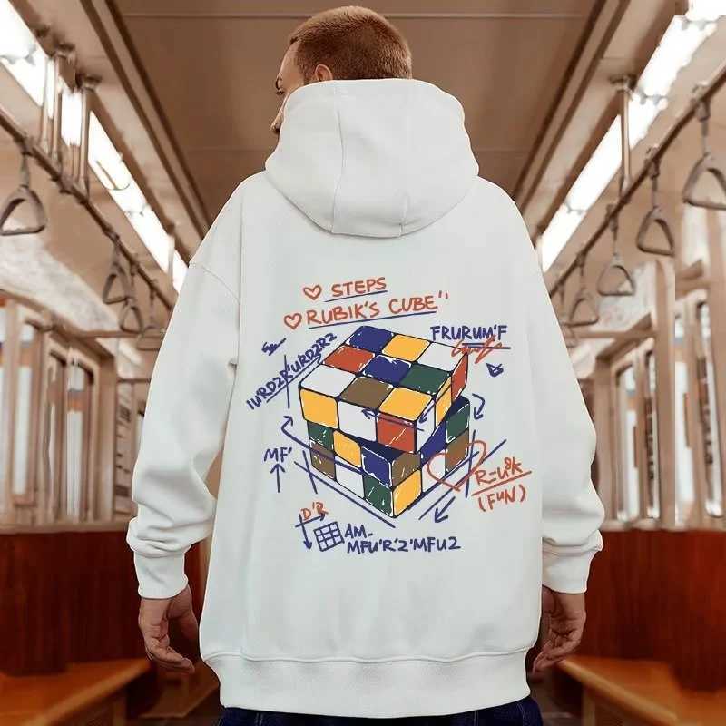 Anime Rubiks Cube Graphic Printed Men Hoodie Vintage Streetwear Oversized Hooded Sweatshirts New Hip Hop Pullover Y2K Hoodies W250117