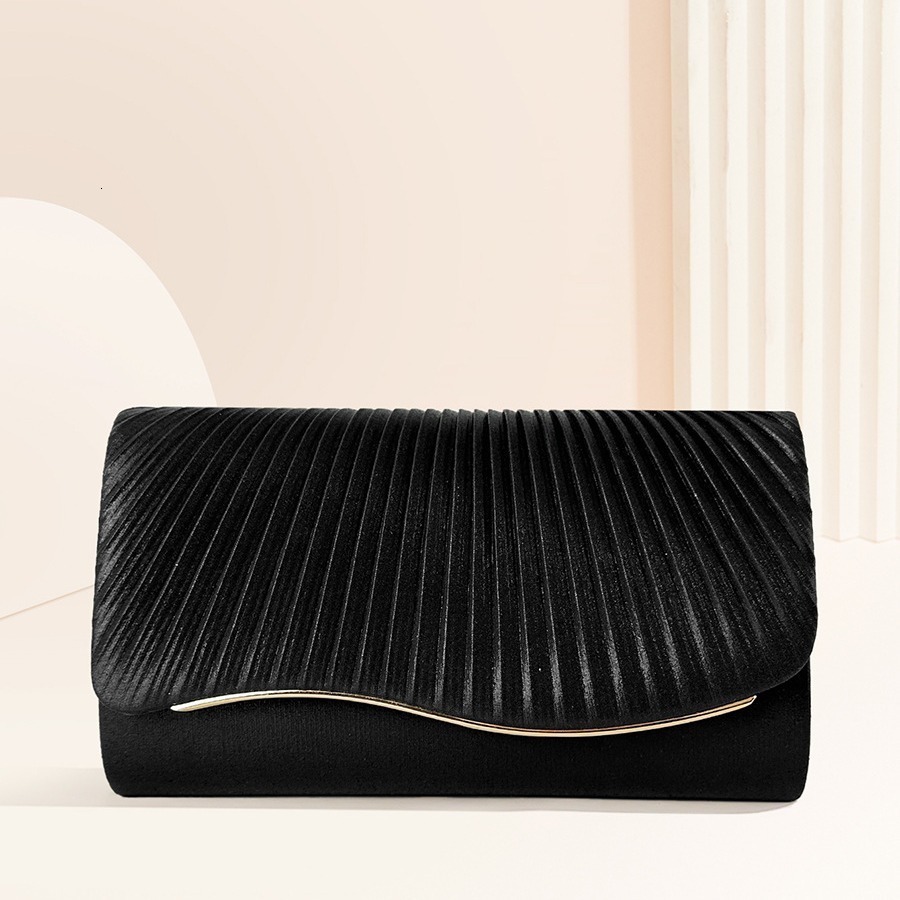 Current Batch Of Fashionable Bags, Simple Wrinkled Hand-Held Bag, Metal Wave Iron Wire Banquet Bag