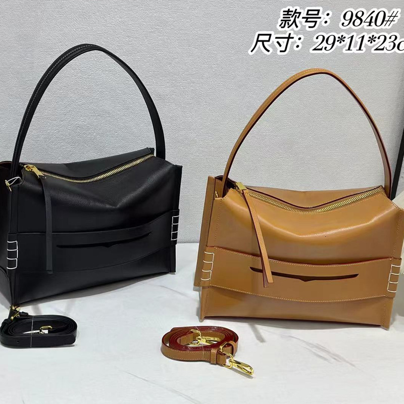 New large capacity commuting soft cowhide women's tote eaves handbag, single shoulder crossbody bag, armpit bag