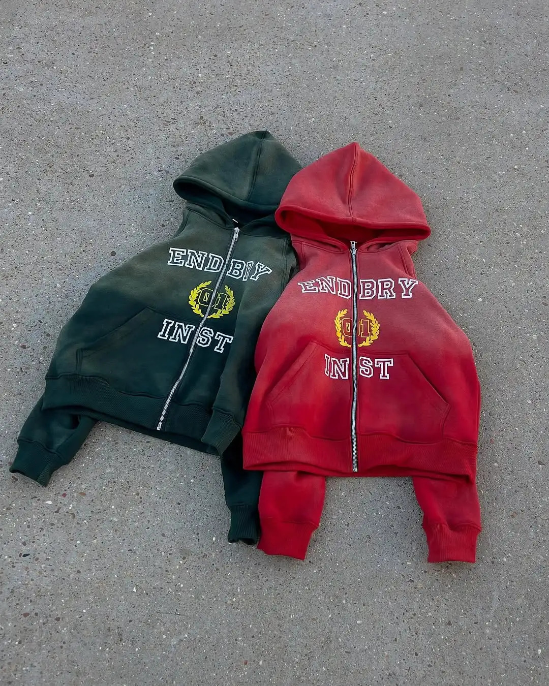 Retro High Street Hoodie Y2k Zipper Hoodie Mens and Womens Hip Hop Endbry Inst Sportswear Zipper Pull Open Woolen Sweater Gothic 250110