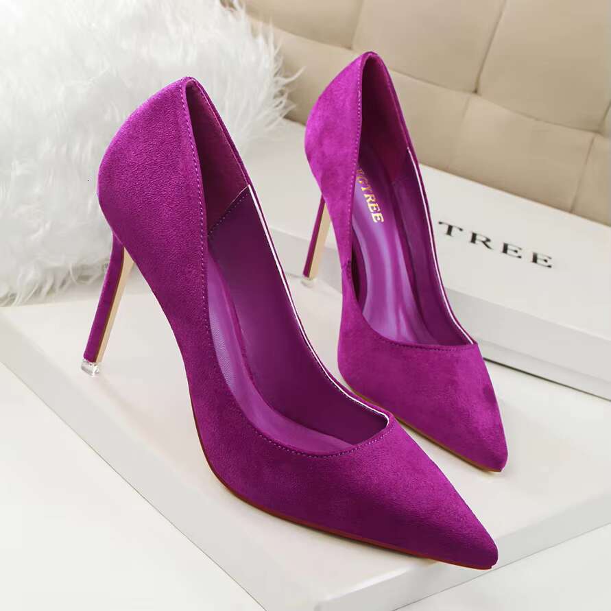 Women 9cm High Heels Yellow Bury Pumps Plus Size 34-43 Stripper Evening Suede Escarpins Lady Wedding Bridal Scarpins Shoes