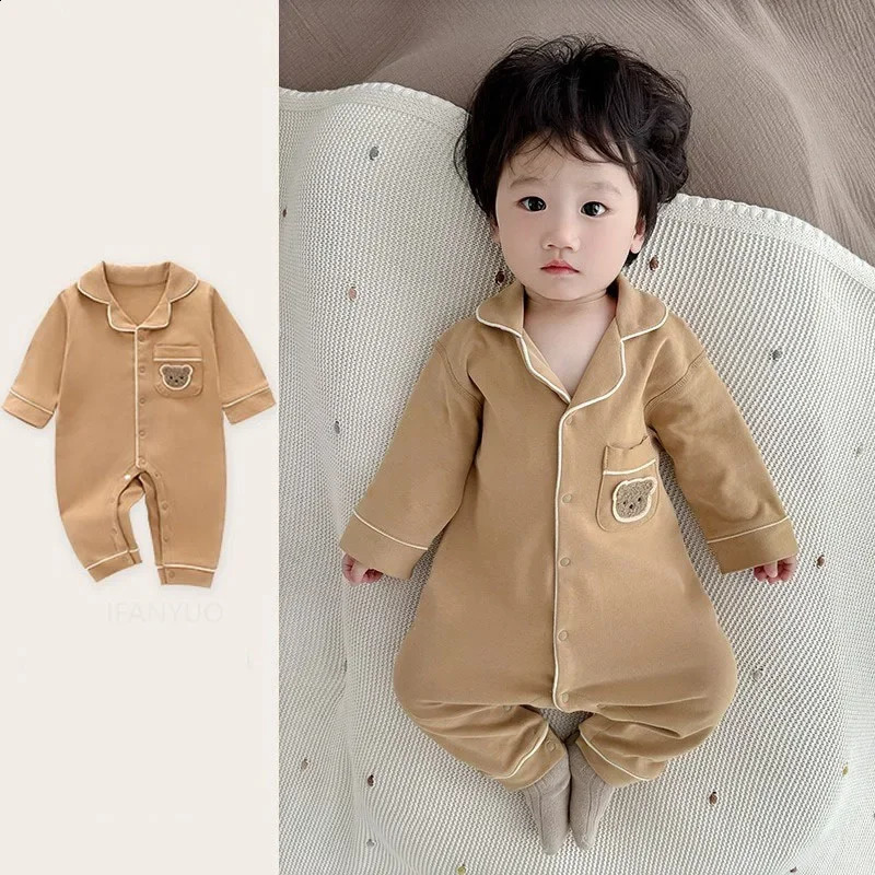 Baby Spring Autumn Home Clothes Kids Boys Girls Infant Bodysuit Pajamas Soft Breathable Cotton Children Sleepwear Jumpsuits 250117