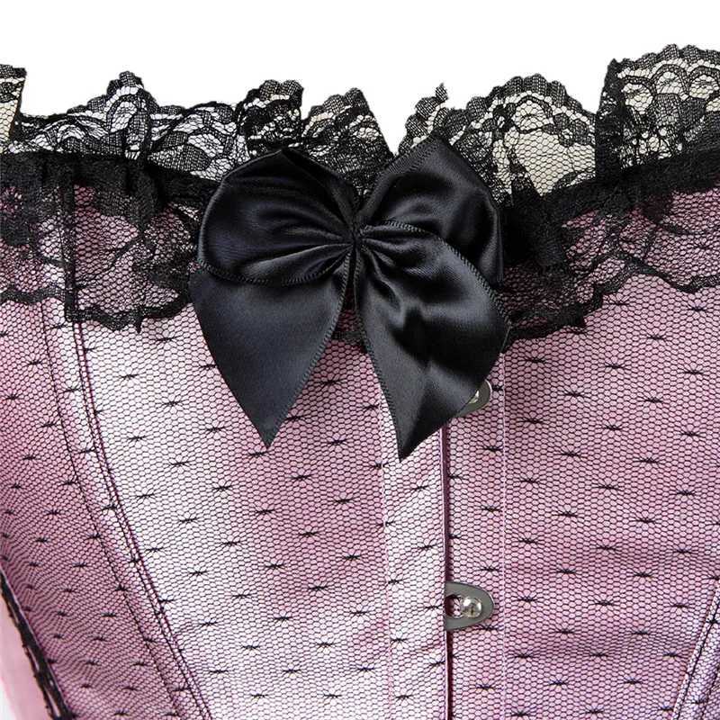 Sapubonva pink tight corset top lace decoration satin top clothing womens styling Victoria Flower Princess Red W250120